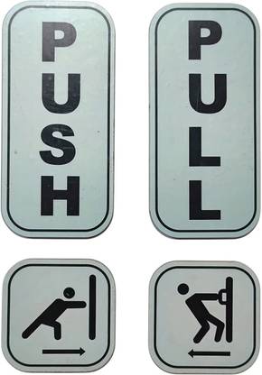 LASER ART PUSH, PULL (Set includes 2 icons + 2 text labels) Emergency Sign