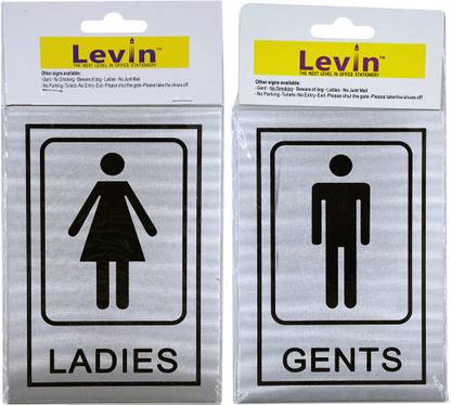 Levin GENTS & LADIES TOILET 6"x4" Stainless Steel Sign Board Emergency Sign