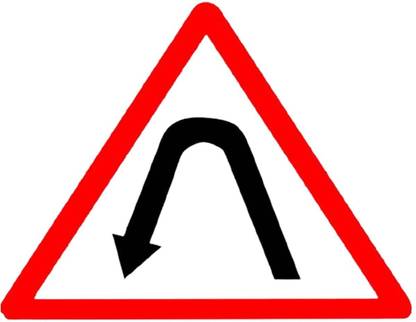 Ladwa Left Hair Pin Bend Cautionary Retro Reflective Road Signage - 600 mm Triangle Emergency Sign