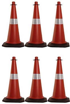 Ezyplus ROAD SAFTEY TRAFFIC CONE SET 6, Pack of 6 Cone, 6 Meter Chain, 6 Hook Emergency Sign