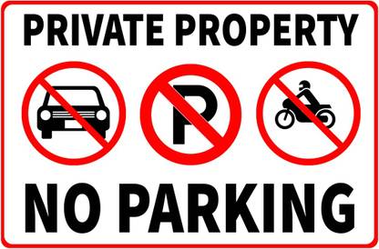 VAAIMAI Private Property No Parking Sticker Glossy Sign Sticker Vinyl Print Emergency Sign