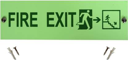Edu10ment.in Glow Dark FIRE EXIT Run Right Clockwise Downstairs Sign Board Backlite Material Emergency Sign