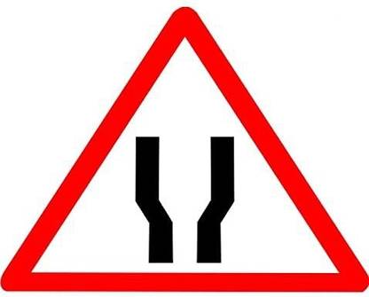 Ladwa Road Sign or Traffic Sign Road Widens Cautionary Retro Reflective Road Signage Emergency Sign
