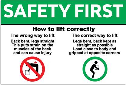 Ritwika's Safety First How To Lift Correctly Emergency Sign