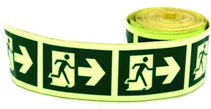 Being Safe Glow Night Tape-Right Arrow Running Man Symbol - Use for Fire Exit-(50mm X 5mtr) Emergency Sign