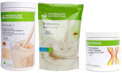 HERBALIFE COMBO OF FORMULA 1 NUTRITIONAL SHAKE MIX + PERSONALIZED PROTEIN POWDER + SHAKEMATE Nutrition Drink