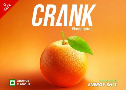 CRANK Energy Shot – Orange Flavour | Pack of 12 * 60 ml Energy Drink