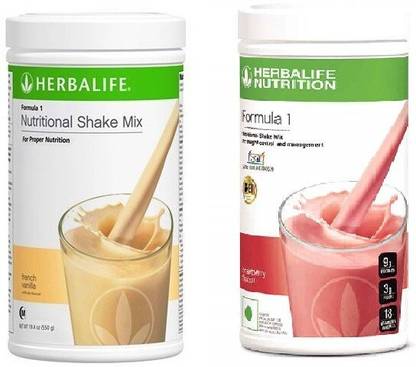 HERBALIFE Pack of 2 Formula 1 Nutrition shake mix Strawberry and Vanilla Flavor, 500gm each Nutrition Drink
