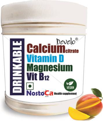 DEVELO Calcium and Vitamin D Supplement for Women & Men, Drinkable Powder Nutrition Drink