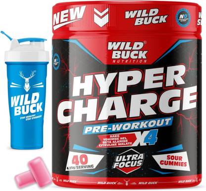 WILD BUCK Hyper Charge Pre-Workout For Muscle Pump ,Non-Crash Energy Both For Men & Women Sports Drink