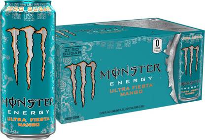 Monster Ultra Fiesta Mango flavour, Lighter Tasting, Less Sweet, Carbonated Energy Drink Energy Drink