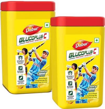 Dabur GlucoPlus-C Instant Energy Glucose Juicy & Tasty (Lemon Powder) Energy Drink