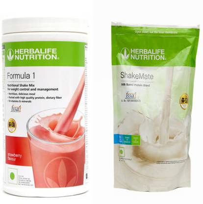 HERBALIFE COMBO OF FORMULA-1 STRAWBERRY + SHAKEMATE Nutrition Drink