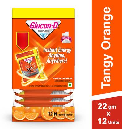 GLUCON-D Glucose Powder Tangy Orange Sachet with Dispenser Energy Drink