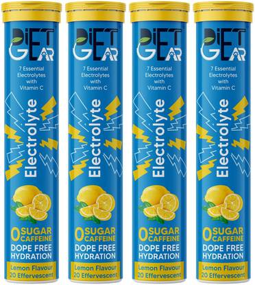 DIET GEAR Electrolytes Effervescent, Zero Sugar, Zero Caffeine, Pre & Post Workout Energy Hydration Drink