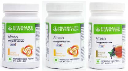 HERBALIFE AFRESH ENERGY DRINK MIX COMBO OF GINGER + LEMON + TULSI SET OF 3 Sports Drink