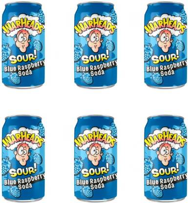 Warheads Sour Blue Raspberry Soda 355ml (Pack of 6 Cans X 355ml Each) Hydration Drink