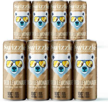 Swizzle Desi Lemonade 250ml (Pack of 8) Shikanji 100% Natural Refreshing Drink Premium Hydration Drink