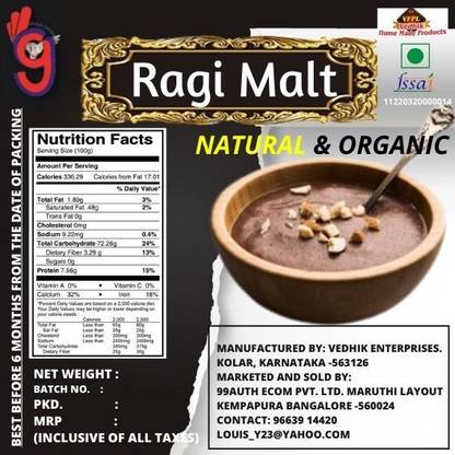 99Auth Pure Ragi Malt/Ragi powder malt 700g Energy Enhance Original Energy Drink