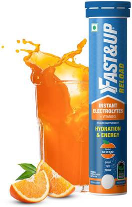 FAST&UP Reload Instant Electrolyte Energy Drink, 20 Effervescent Tablets, Orange Flavor
