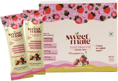 Sweetmate Sugar-Free Strawberry Electrolyte Mix | Stevia | 10x Hydration Boost Hydration Drink