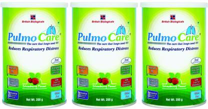 PULMOCARE Powder - Strawberry Flavour, For Asthma, Copd, Pulmonary Tuberculosis (200g x 3) Nutrition Drink