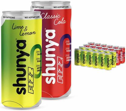 Shunya Fizz Healthy Energy Drink, Vitamin C Fresh Cola & Lime Lemon Flavour Pack of 24 Energy Drink