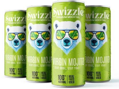 Swizzle Virgin Mojito 250 ml (Pack of 4) 100% Natural Mint & Lime Refreshment Premium Hydration Drink