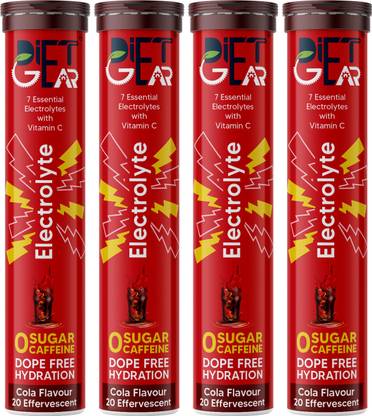 DIET GEAR Electrolytes Effervescent, Zero Sugar, Zero Caffeine, Pre & Post Workout Energy Hydration Drink