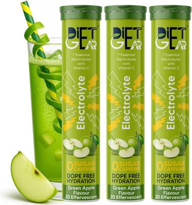 DIET GEAR Electrolytes Effervescent, Zero Sugar, Zero Caffeine, Pre & Post Workout Energy Hydration Drink
