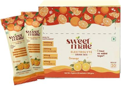 Sweetmate Sugar-Free Orange Electrolyte Drink Mix | Stevia | 10x Hydration Boost Hydration Drink