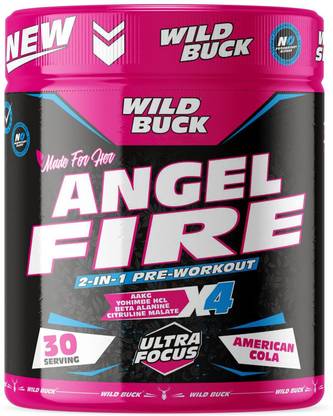 WILD BUCK Angel Fire 2in1 Pre-Workout For Muscle Pump ,Non-Crash Energy, Endurance For Women Sports Drink