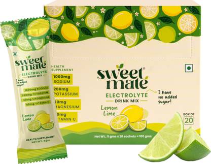 Sweetmate Sugar-Free Lemon Lime Electrolyte Mix | Stevia | 10x Hydration Boost Hydration Drink