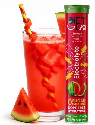 DIET GEAR Electrolytes Effervescent, Zero Sugar, Zero Caffeine, Pre & Post Workout Energy Hydration Drink