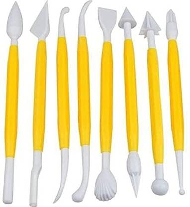 Qalam Kaari Plastic Ceramic Pottery Tools Carving Double Heads Clay Modelling Tools 8pc Engraving Set