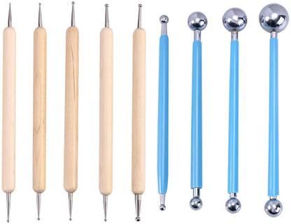 Qalam Kaari 9pc Dotting Tools Ball Styluses for Mandala Rock Painting,Embossing Art (Blue) Engraving Set