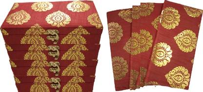 Dev Handicraft GADDI BOX & LIFAFA - COMBO - PAN - RED - 4 PCS EACH Envelopes
