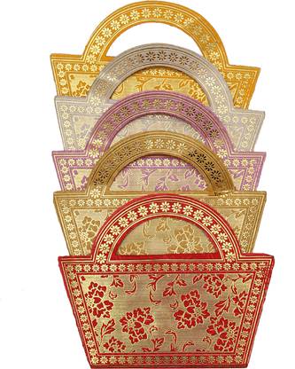 LIFAFEWALA Unique and Exclusive Designer Ethnic Basket with Handle Shagun Envelopes. Envelopes