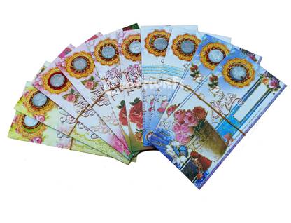 CRAFTWAFT Designer Multicolored Sagun Cash Gift Money Envelopes with One Rupee Coin Envelopes