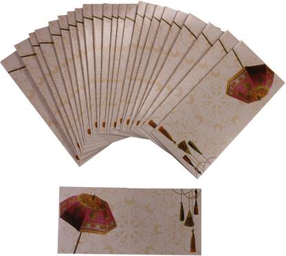 LWM CELEBRATIONS PVT LTD Beautiful Umbrella Design Wedding Money / Shagun Envelopes (2 Pack of 25) Envelopes