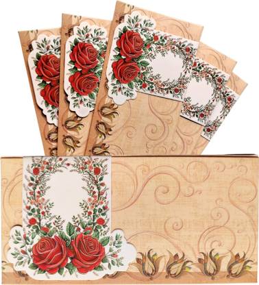 Kaagaz - 3 Fold Rose Design | Cash/Money Envelope, Lifafa, Shagun Envelope Envelopes