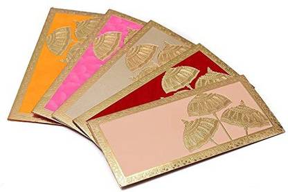 Peeplvalue 20 Pcs Designer handmade Shagun Envelopes with Umbrella Design and Border Envelopes