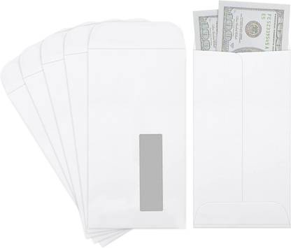 JSMSH Window Envelope White Cheque Size Envelope Size 9.5 * 4.5 inch | 25 x 12 cm | 100 GSM | Office Envelope Stationary - Pack of 25 Envelopes