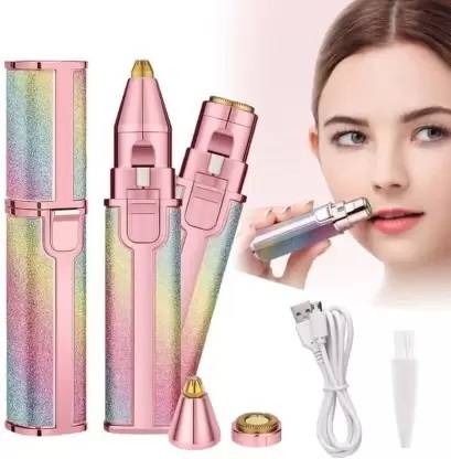 MACVL5 Rechargeable Eyebrow Epilator & Facial Hair Removal Razor for Women, 2 IN 1 Electric Eyebrows Trimmer And Women's Face Hair Remover, Lips Nose Body Hair Shaver for Womens With LED Light, White Cordless Epilator
