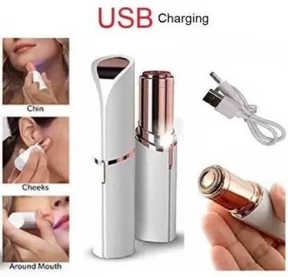 HOIGADGETS WHITE-Portable 2 In 1 Flawless Eyebrow Remover and Pain less Hair Remover Trimmer 90 min  Runtime 0 Length Settings
