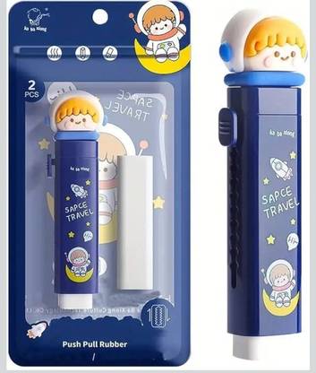 Mira Farmcraft Spaceman Cute Retractable Push-Pull Mechanism Eraser School Stationry Rubber Set Non-Toxic Eraser