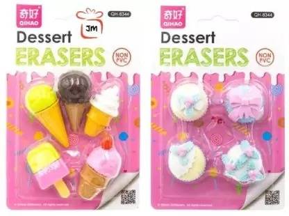 rrr 9 Dessert Erasers Unique Design Eraser (Set of 2, Multicolor) Non-Toxic Eraser