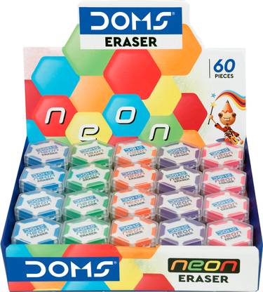 DOMS Neon Hexagonal Dust Free Non-Toxic Eraser