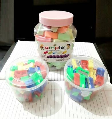 DEEPMAN Ample Soft 100 PCs Big Erasers With Stylish 100 PCs Colored Plastic Sharpener Non-Toxic Eraser