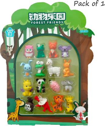 VINMOT Fancy Forest Animal Friends Long Lasting Eraser Set (Pack of 1) Non-Toxic Eraser